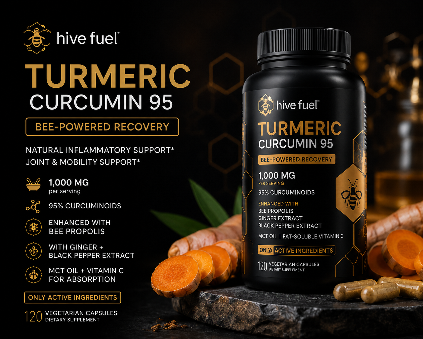 Hive Fuel Turmeric Dietary Supplement Capsules