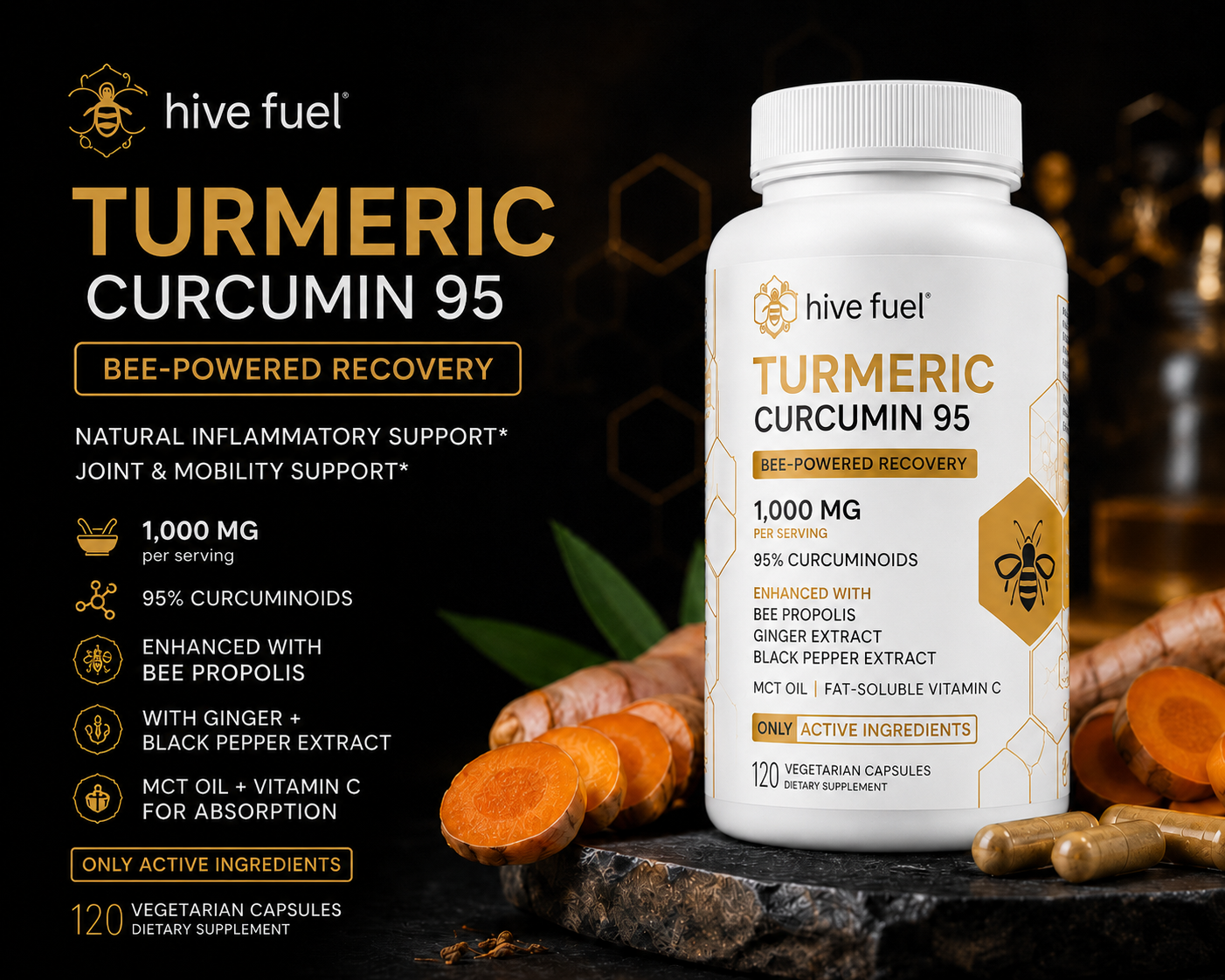 Hive Fuel Turmeric Dietary Supplement Capsules